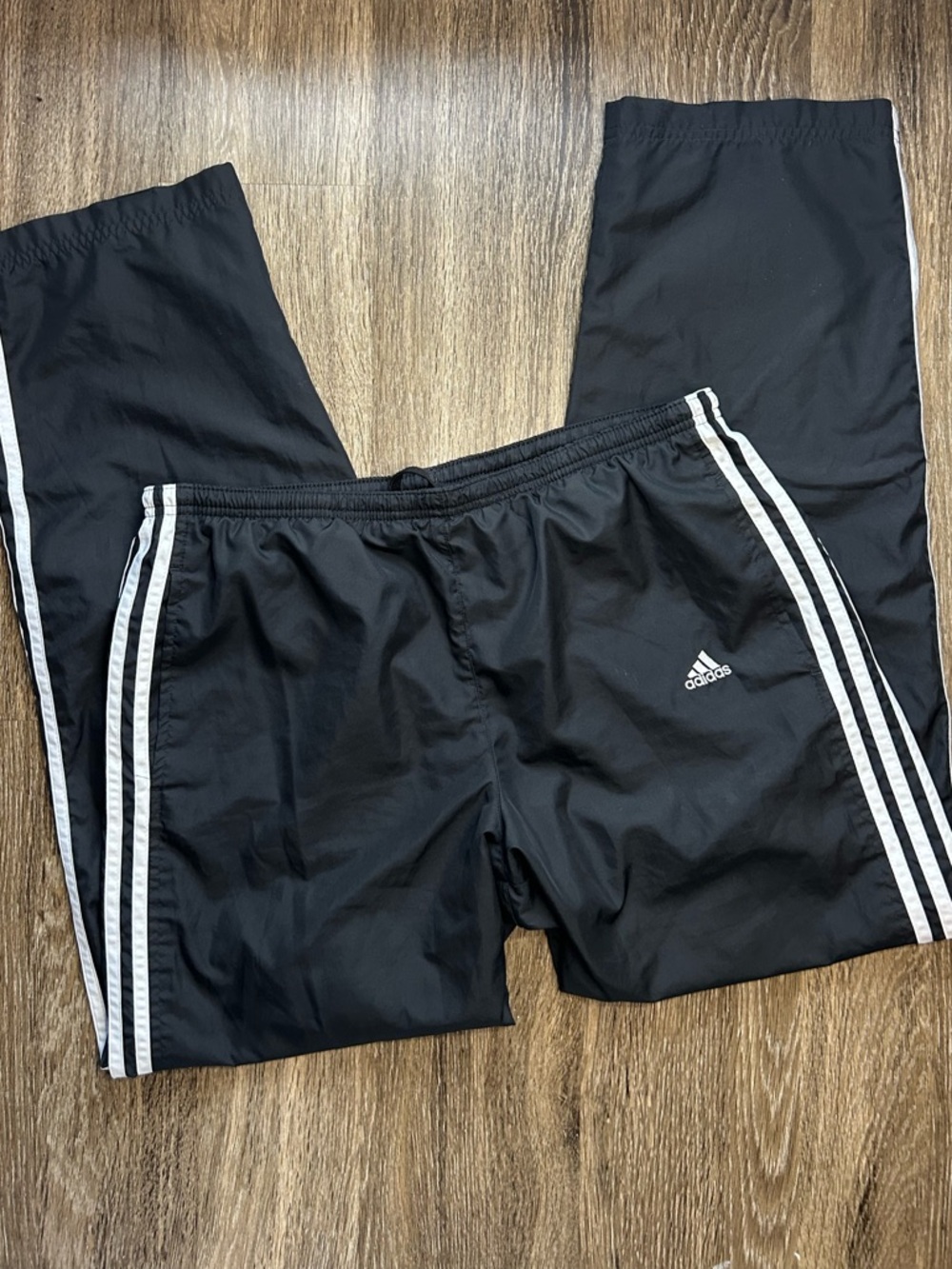 Vintage 90s Men’s Adidas Black Track Pants with White Side Stripes